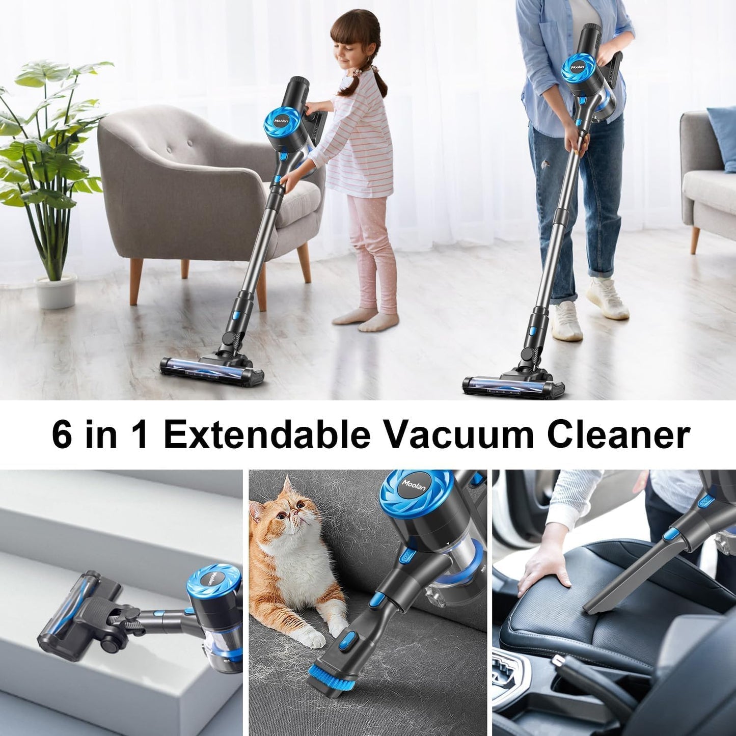 Moolan Home Cordless Vacuum - Black