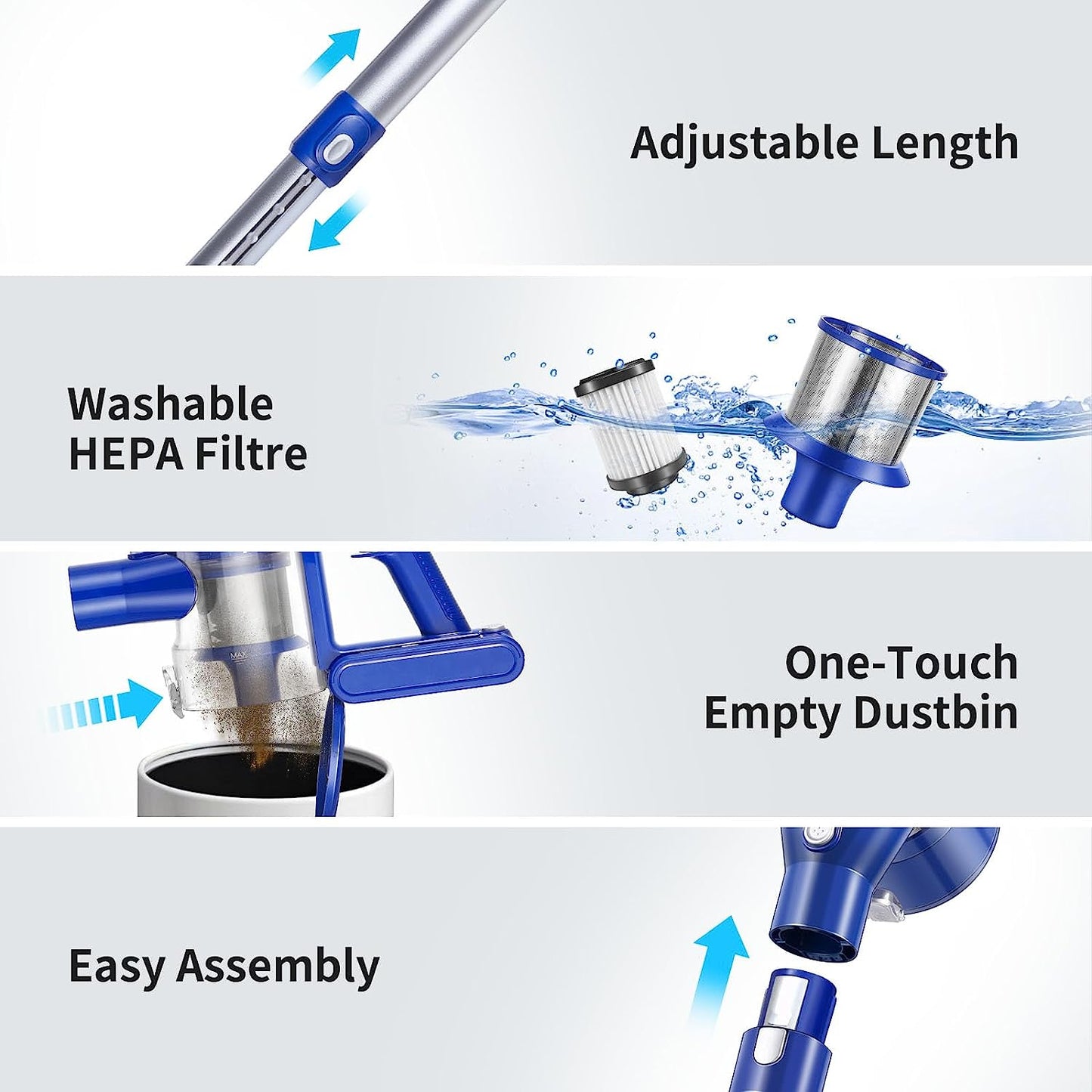 Moolan Stick Vacuum Cleaner - Blue