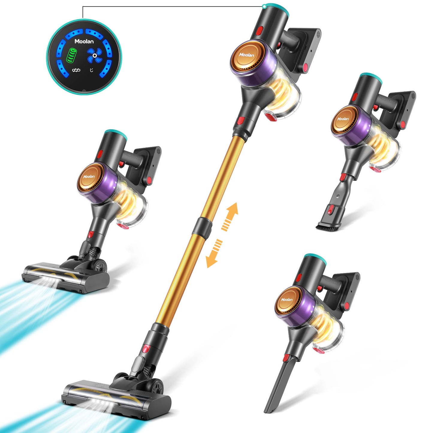 Moolan Cordless Brushless Motor Vacuum - Gold
